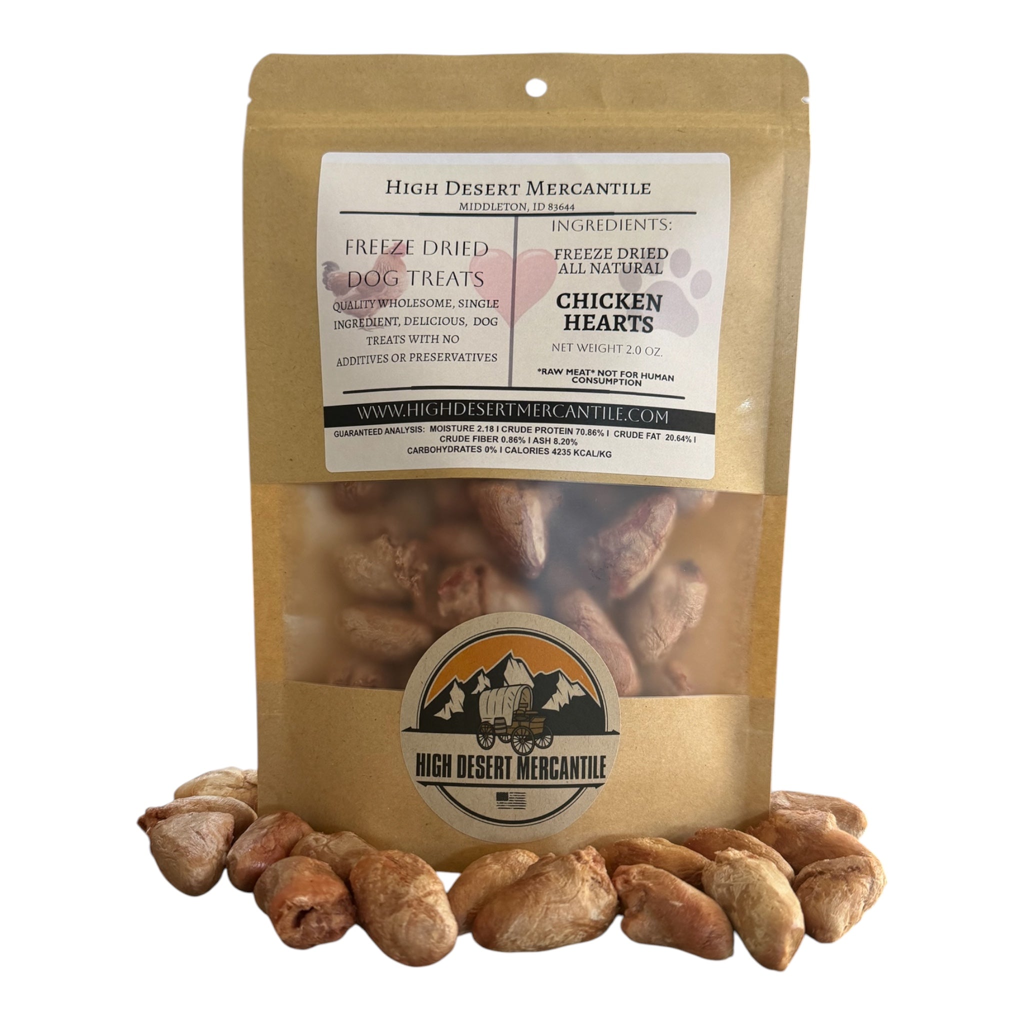 CHICKEN HEARTS -Single Ingredient Freeze Dried Chicken Hearts Dog Treats