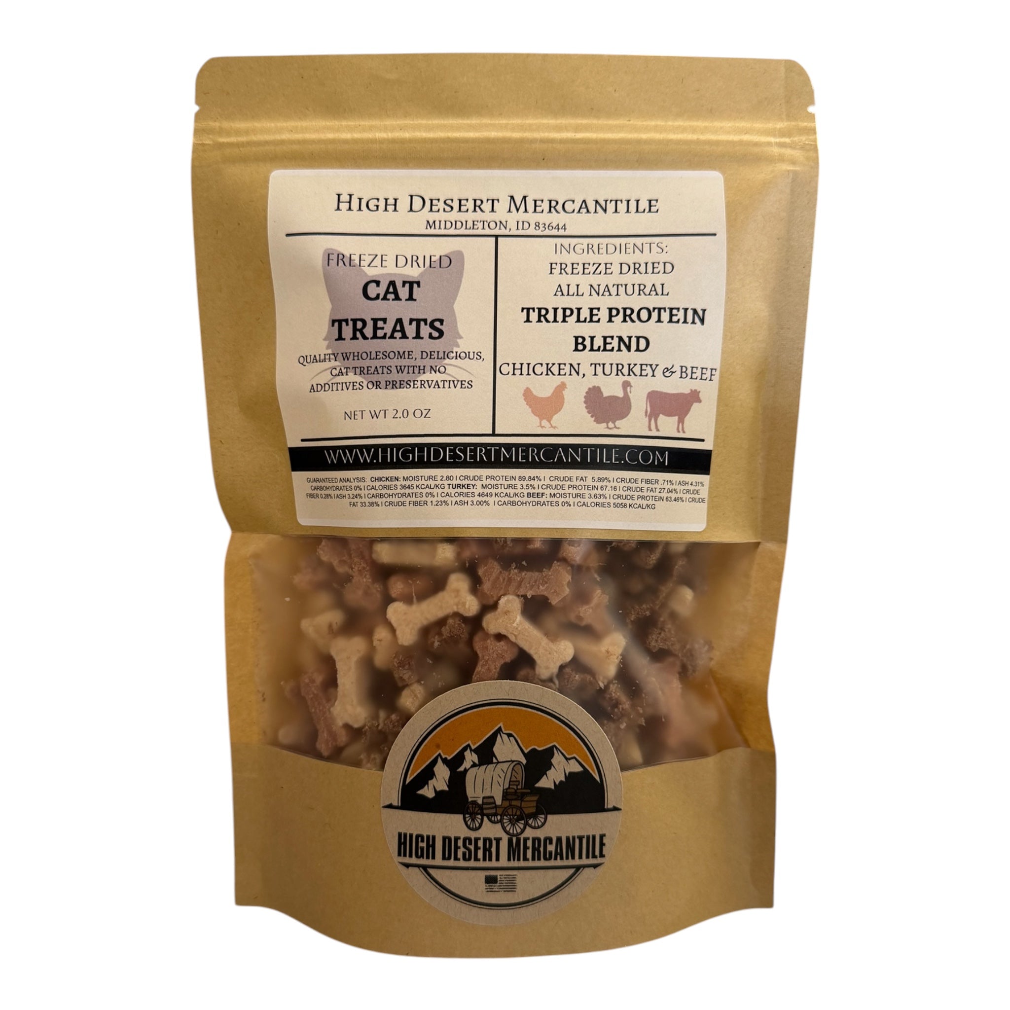 Cat Treats | Freeze Dried Triple Protein Blend with Chicken, Turkey & Beef